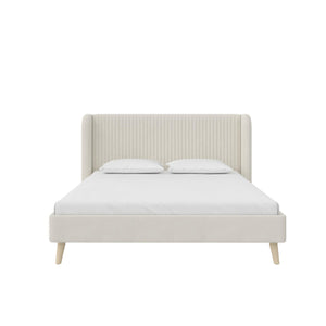 Novogratz Holly Upholstered Wingback Bed - Ivory - Queen