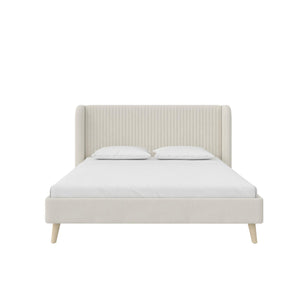 Novogratz Holly Upholstered Wingback Bed - Ivory - Queen