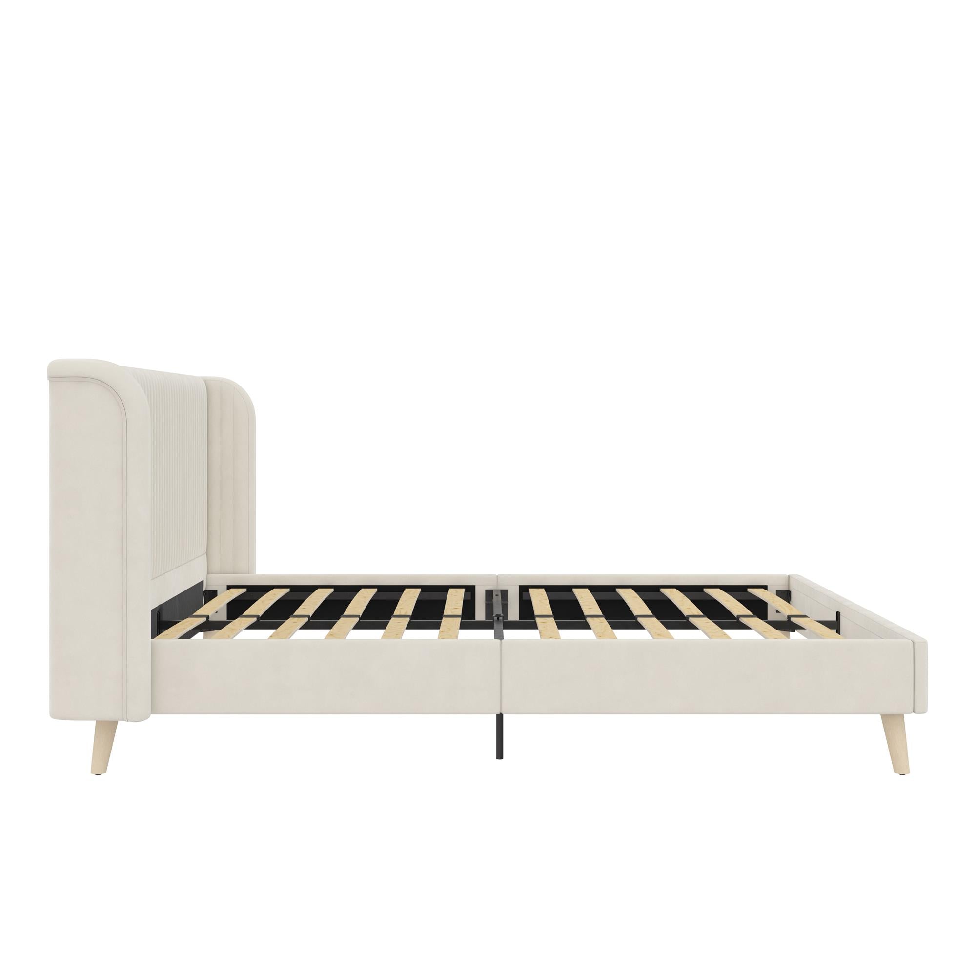 Novogratz Holly Upholstered Wingback Bed - Ivory - Queen