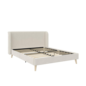 Novogratz Holly Upholstered Wingback Bed - Ivory - Queen