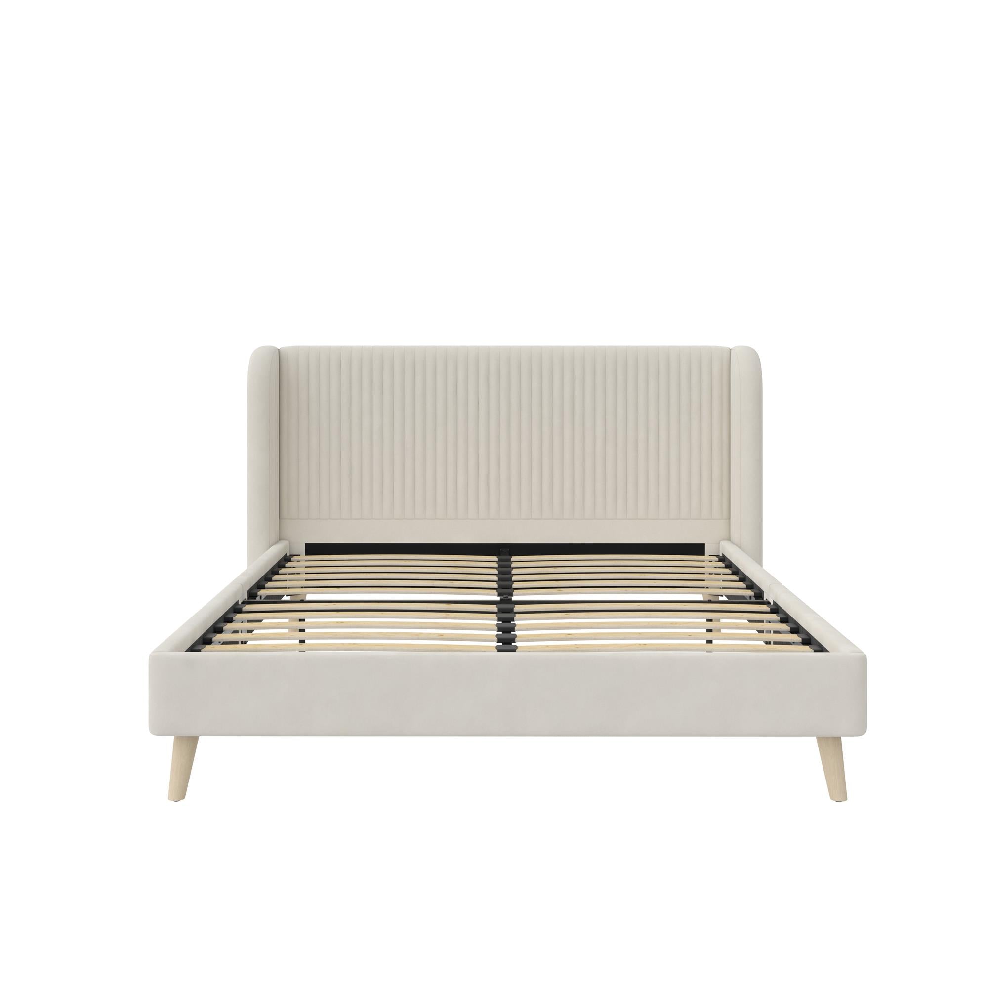 Novogratz Holly Upholstered Wingback Bed - Ivory - Queen
