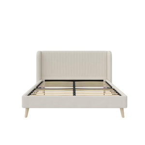 Novogratz Holly Upholstered Wingback Bed - Ivory - Queen