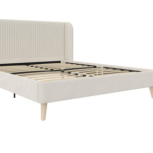 Novogratz Holly Upholstered Wingback Bed - Ivory - Queen