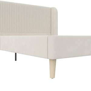 Novogratz Holly Upholstered Wingback Bed - Ivory - Queen
