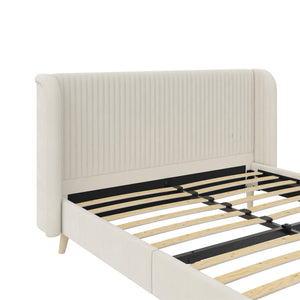 Novogratz Holly Upholstered Wingback Bed - Ivory - Queen