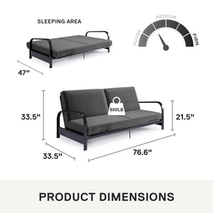 DHP Elbern Futon Set with Metal Frame and Mattress - Gray - Full