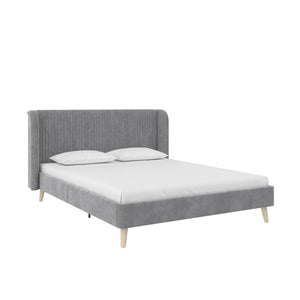 Novogratz Holly Upholstered Wingback Bed - Light Gray - Queen