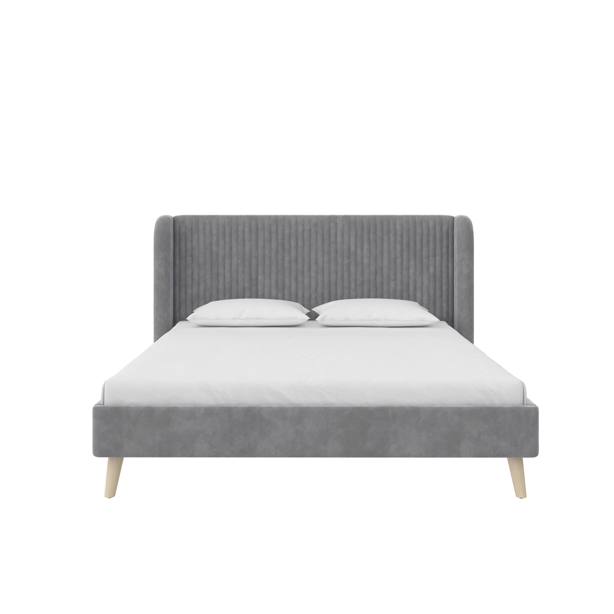 Novogratz Holly Upholstered Wingback Bed - Light Gray - Queen