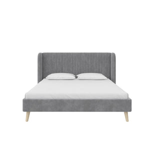 Novogratz Holly Upholstered Wingback Bed - Light Gray - Queen