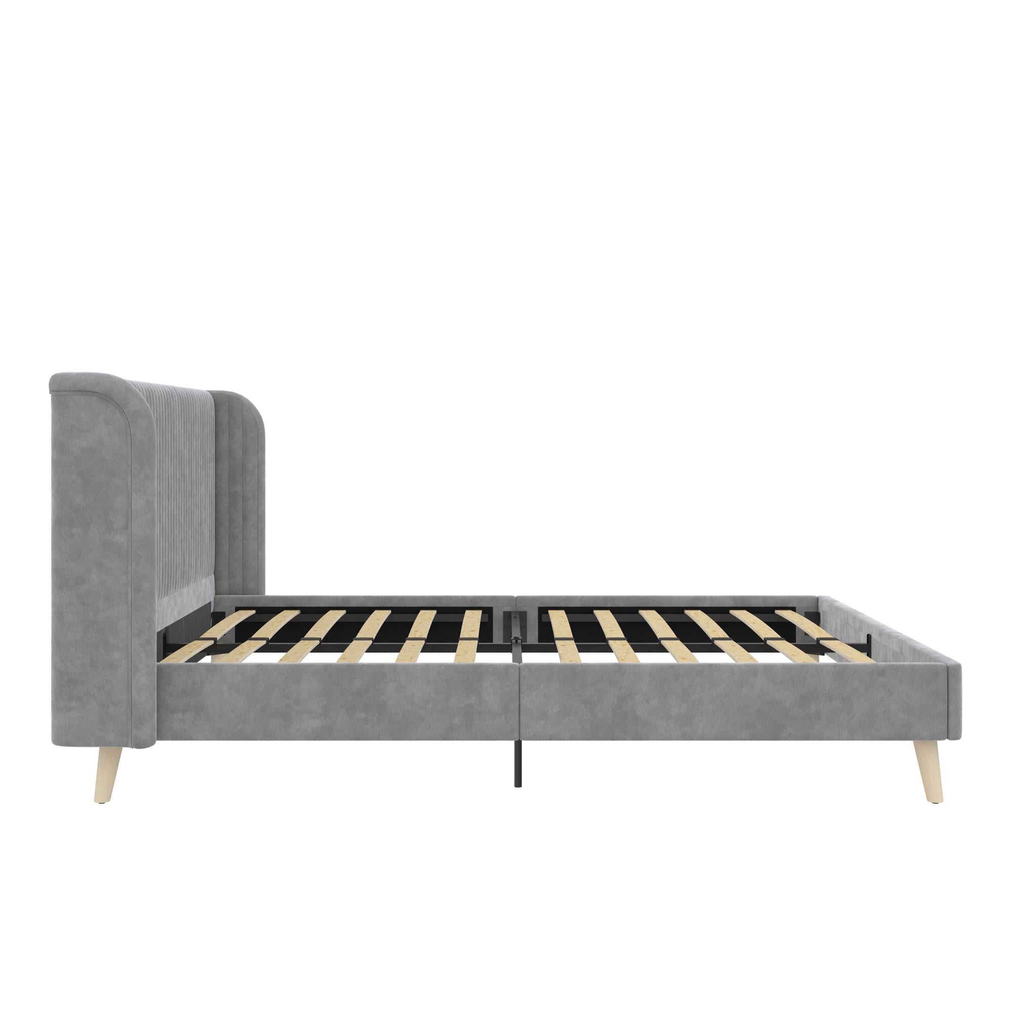 Novogratz Holly Upholstered Wingback Bed - Light Gray - Queen