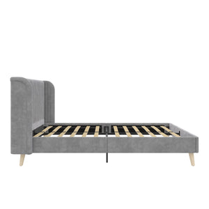 Novogratz Holly Upholstered Wingback Bed - Light Gray - Queen
