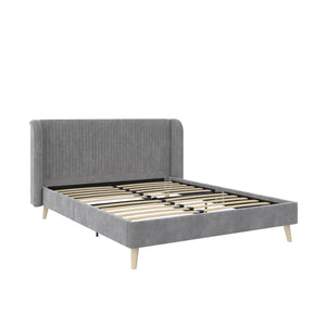 Novogratz Holly Upholstered Wingback Bed - Light Gray - Queen
