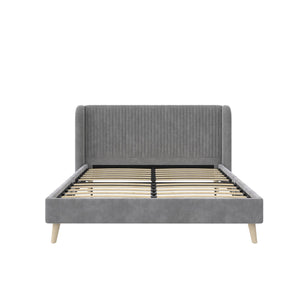 Novogratz Holly Upholstered Wingback Bed - Light Gray - Queen