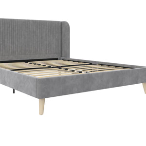 Novogratz Holly Upholstered Wingback Bed - Light Gray - Queen