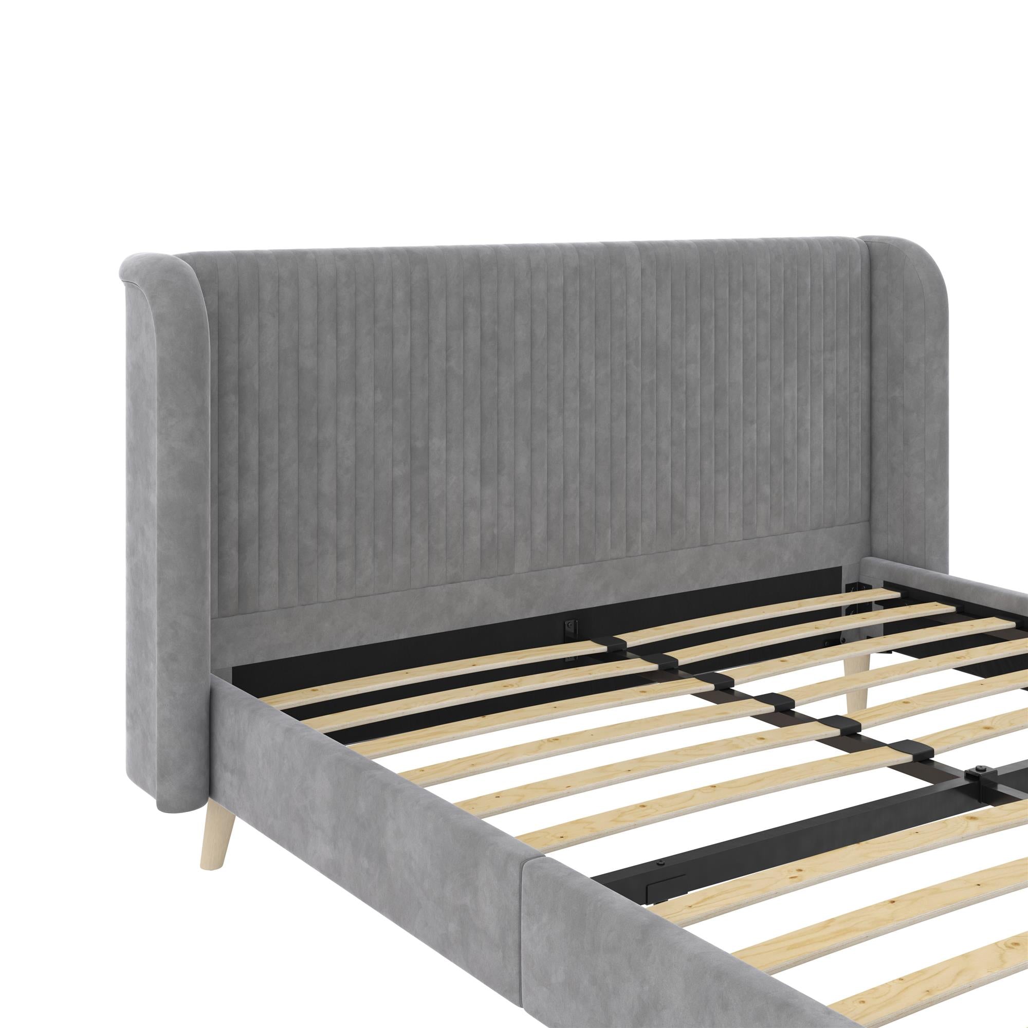 Novogratz Holly Upholstered Wingback Bed - Light Gray - Queen