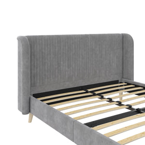 Novogratz Holly Upholstered Wingback Bed - Light Gray - Queen