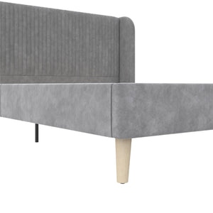 Novogratz Holly Upholstered Wingback Bed - Light Gray - Queen