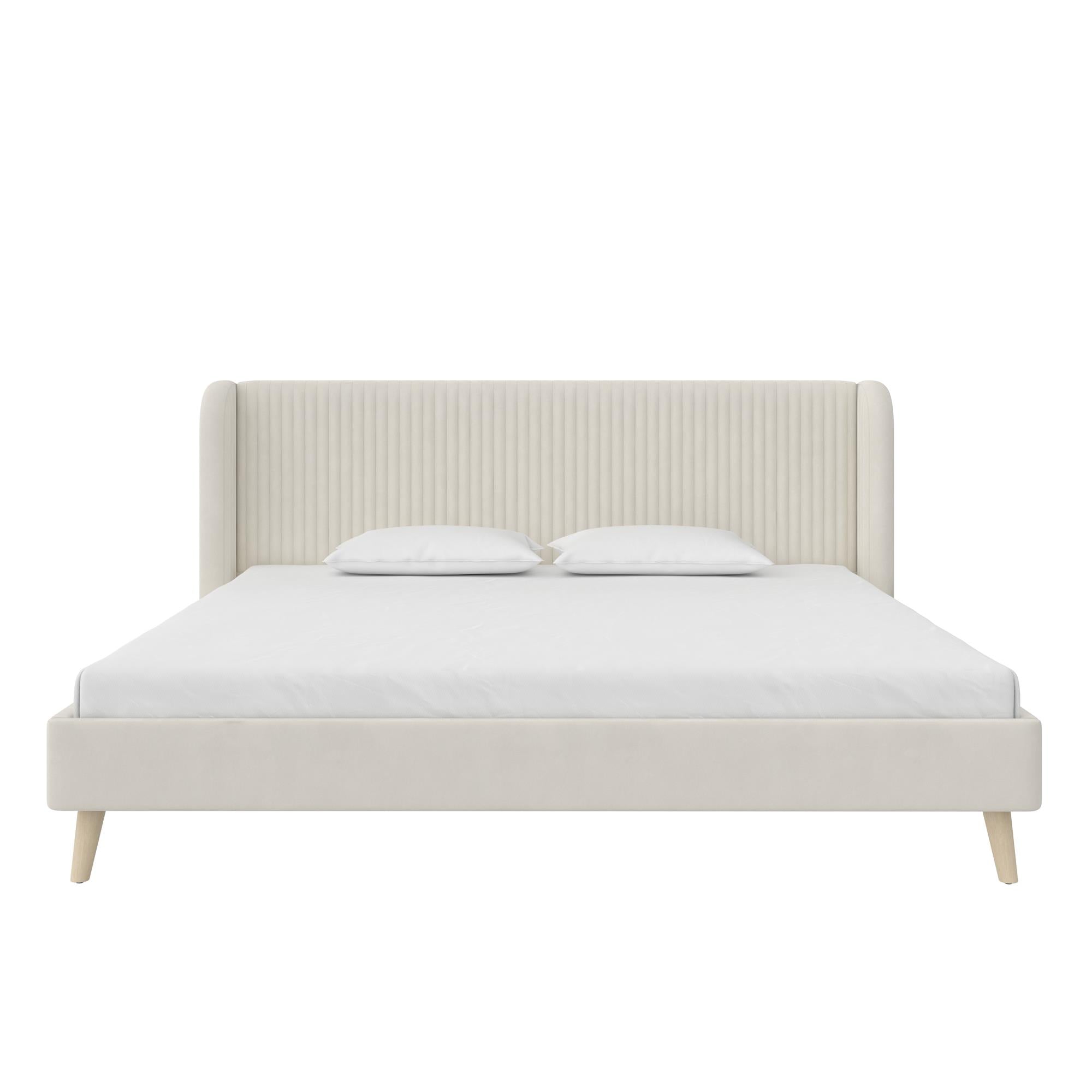 Novogratz Holly Upholstered Wingback Bed - Ivory - King