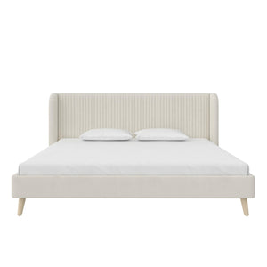 Novogratz Holly Upholstered Wingback Bed - Ivory - King