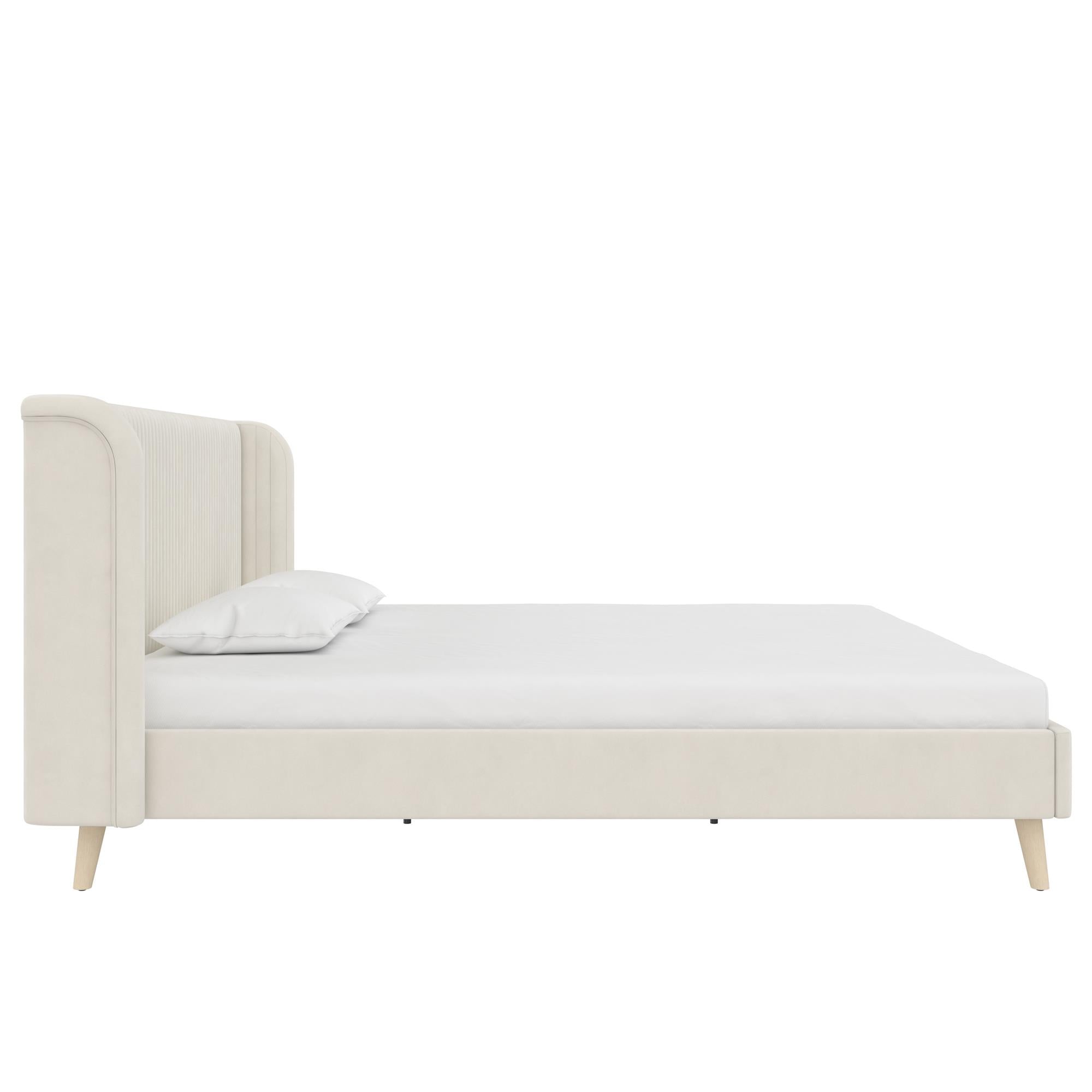 Novogratz Holly Upholstered Wingback Bed - Ivory - King