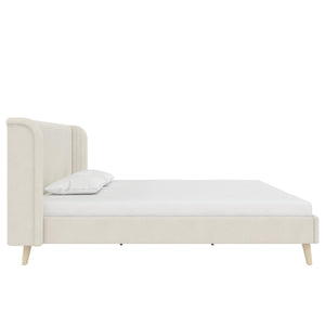 Novogratz Holly Upholstered Wingback Bed - Ivory - King