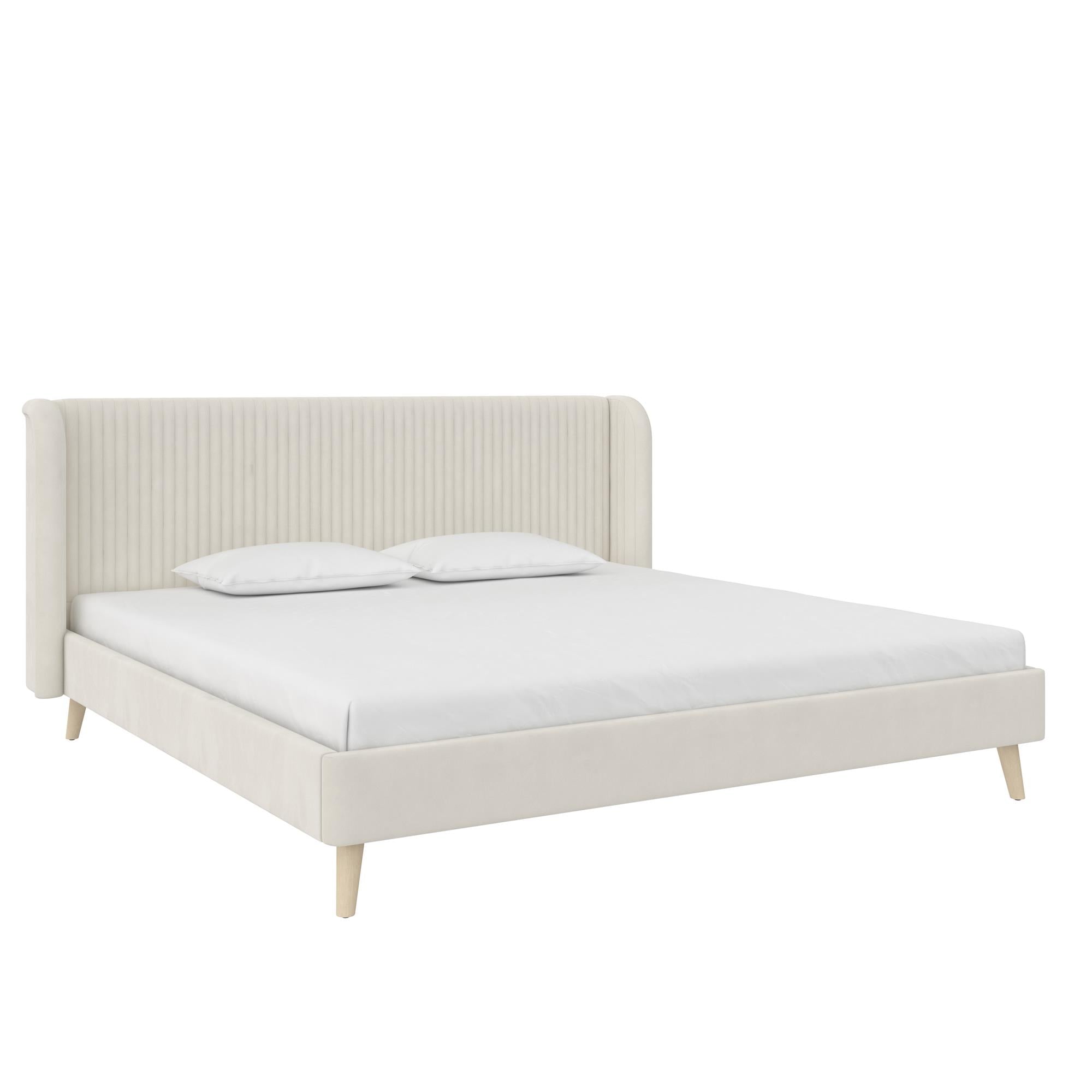 Novogratz Holly Upholstered Wingback Bed - Ivory - King
