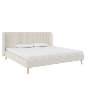 Novogratz Holly Upholstered Wingback Bed - Ivory - King