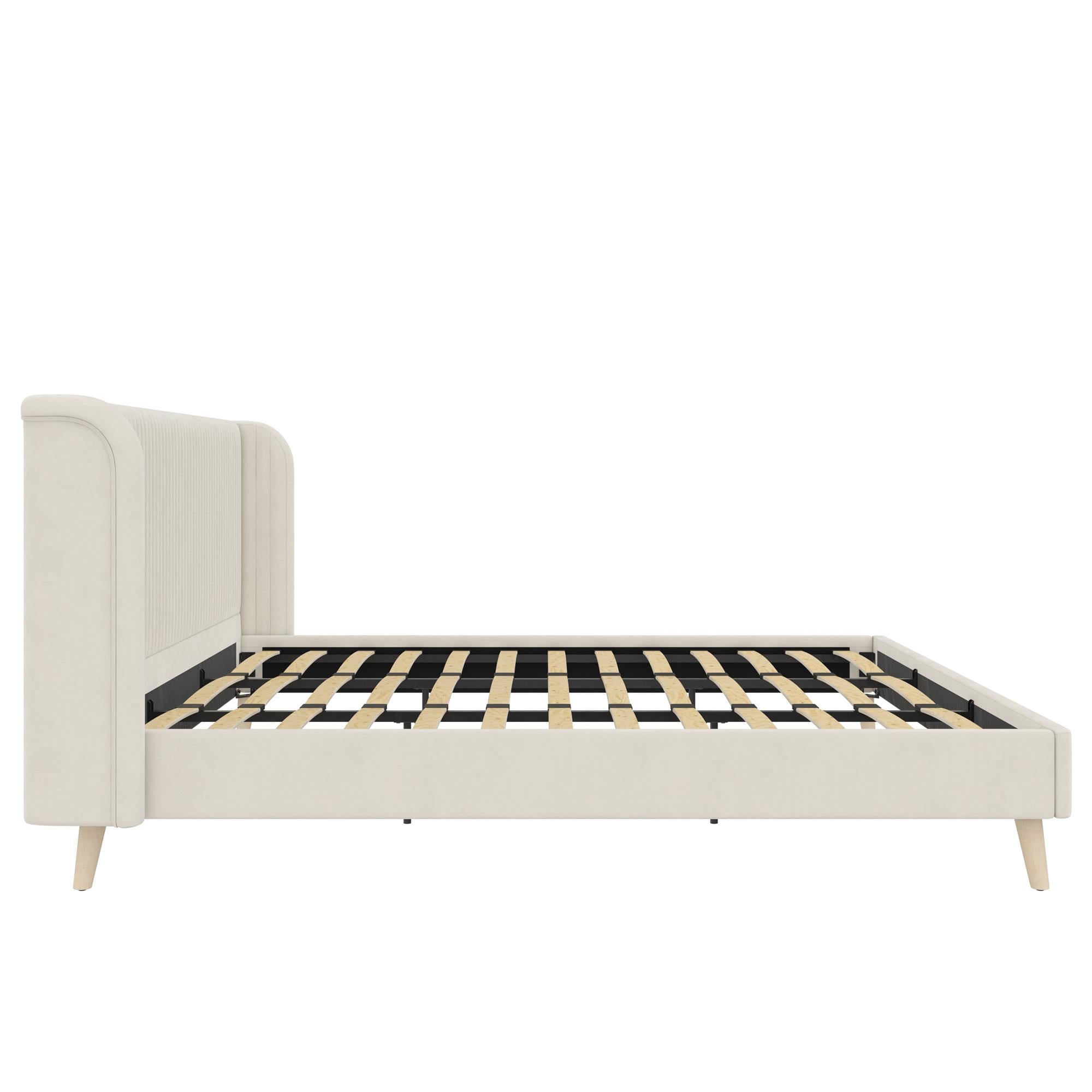 Novogratz Holly Upholstered Wingback Bed - Ivory - King