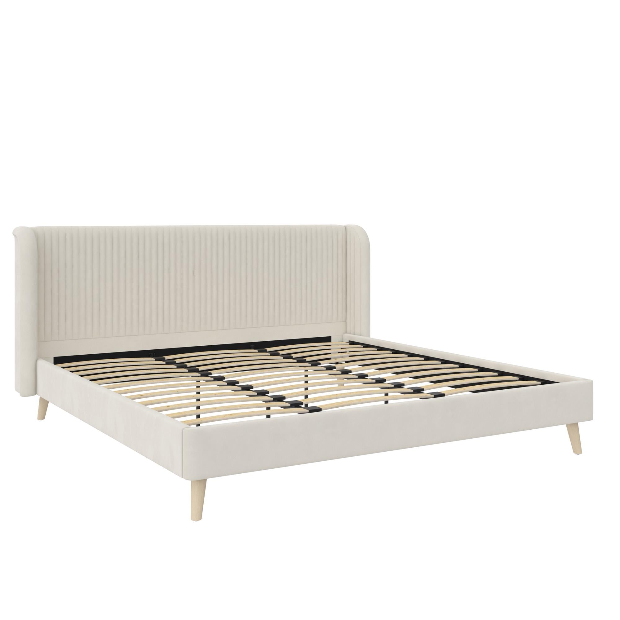 Novogratz Holly Upholstered Wingback Bed - Ivory - King