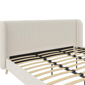Novogratz Holly Upholstered Wingback Bed - Ivory - King