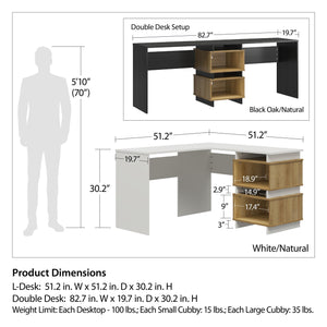 Novogratz Nelson 2 Way Desk - Black Oak
