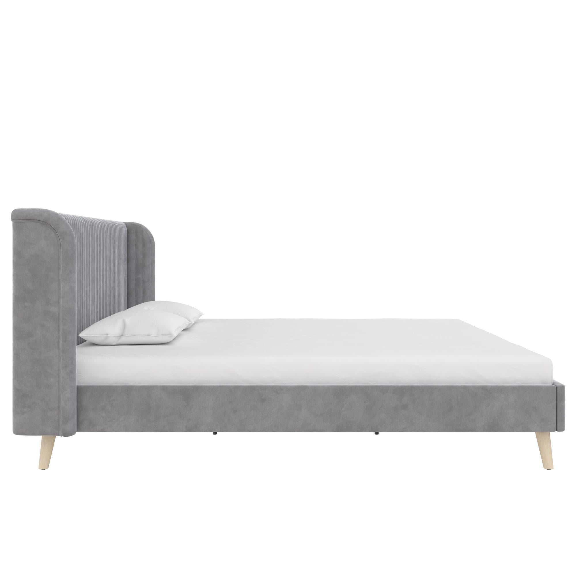 Novogratz Holly Upholstered Wingback Bed - Light Gray - King
