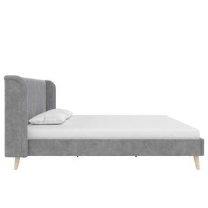 Novogratz Holly Upholstered Wingback Bed - Light Gray - King