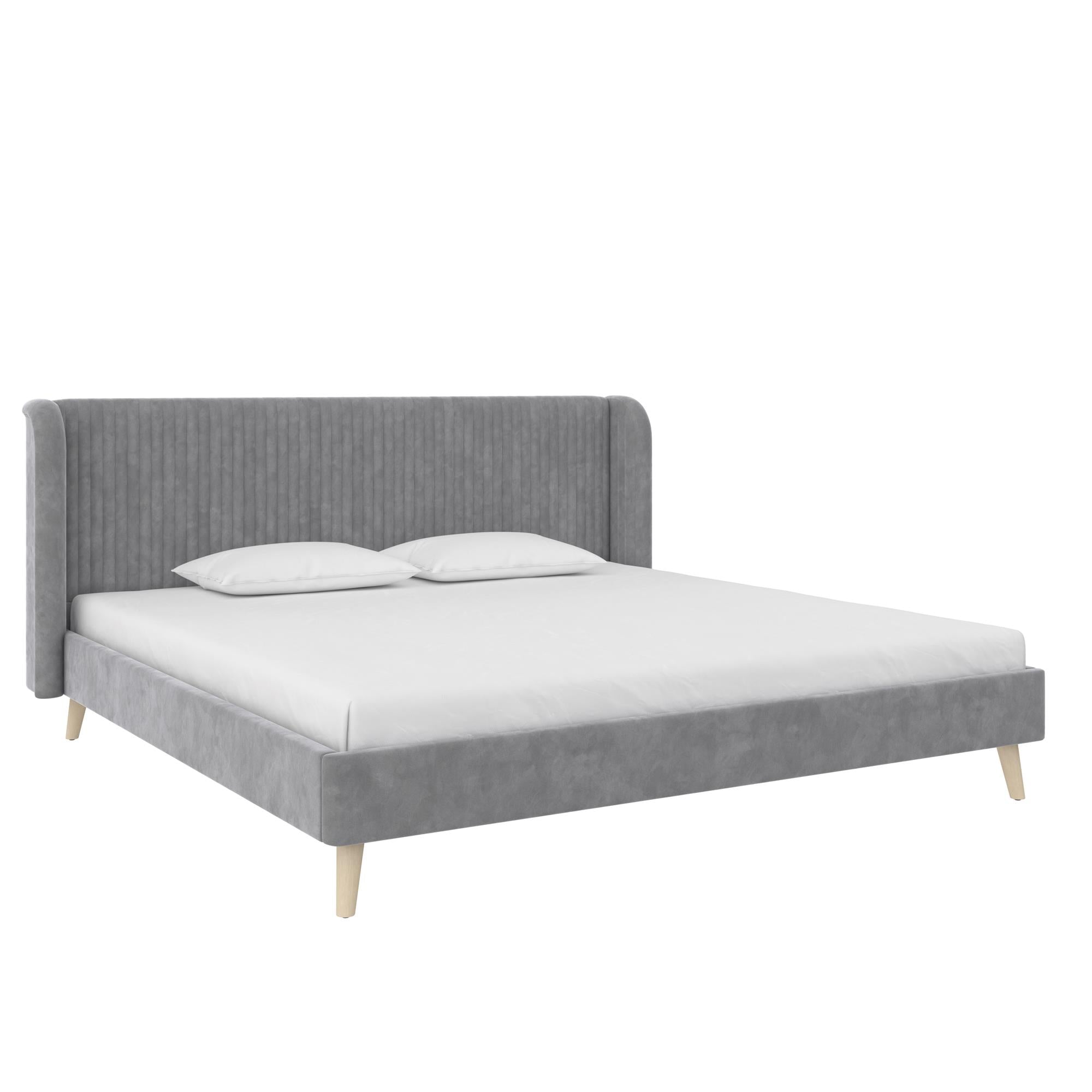 Novogratz Holly Upholstered Wingback Bed - Light Gray - King