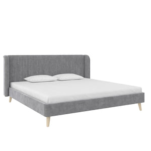 Novogratz Holly Upholstered Wingback Bed - Light Gray - King