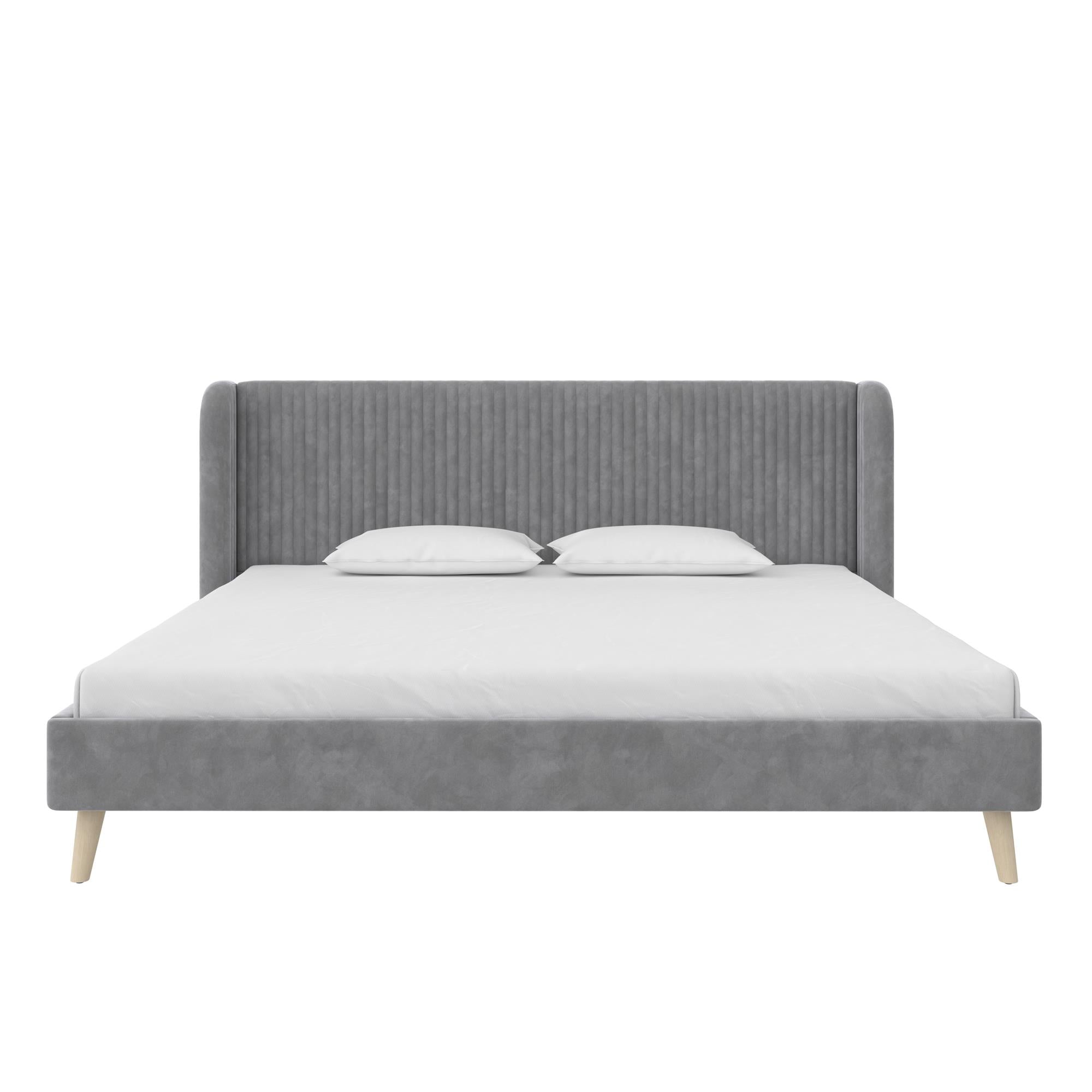 Novogratz Holly Upholstered Wingback Bed - Light Gray - King