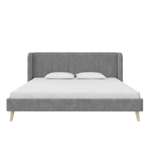 Novogratz Holly Upholstered Wingback Bed - Light Gray - King