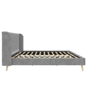 Novogratz Holly Upholstered Wingback Bed - Light Gray - King