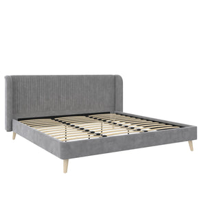 Novogratz Holly Upholstered Wingback Bed - Light Gray - King