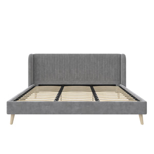 Novogratz Holly Upholstered Wingback Bed - Light Gray - King