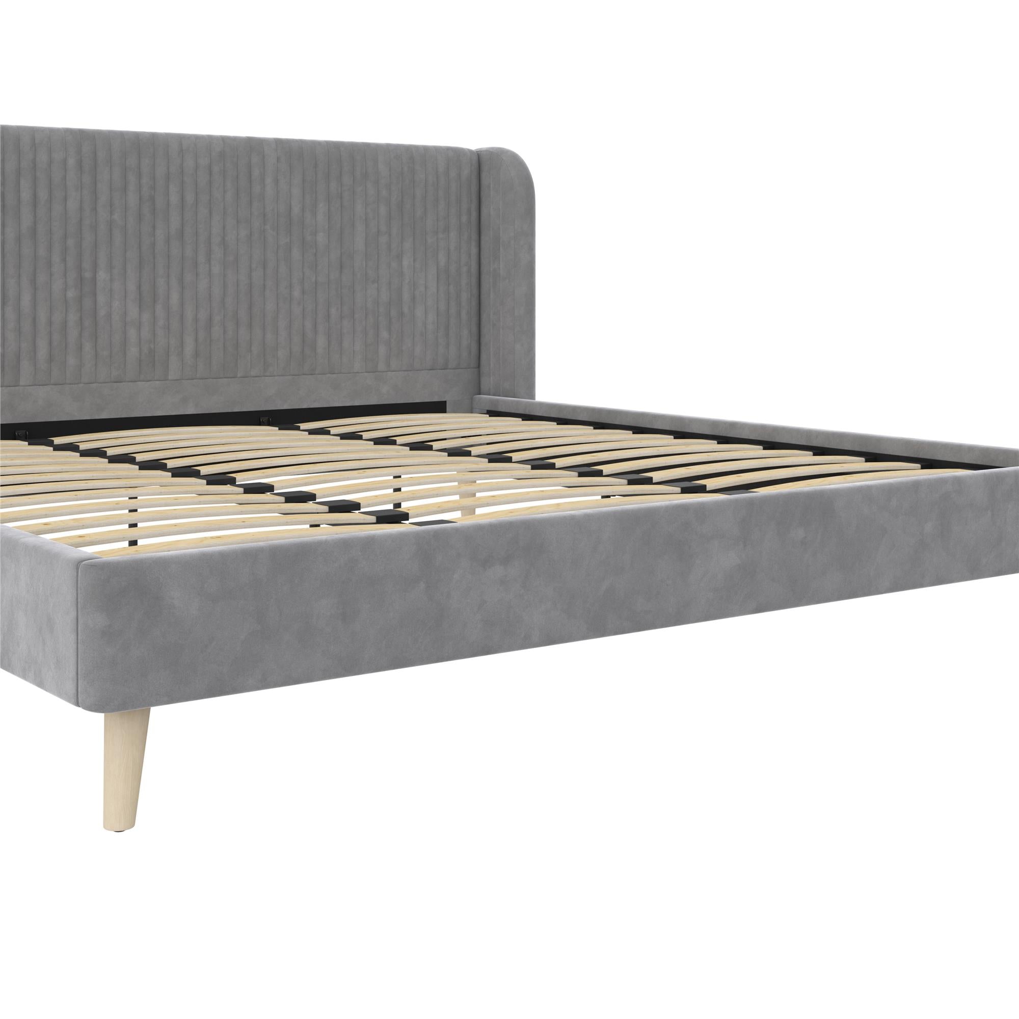 Novogratz Holly Upholstered Wingback Bed - Light Gray - King