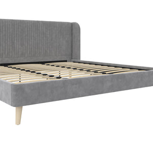 Novogratz Holly Upholstered Wingback Bed - Light Gray - King