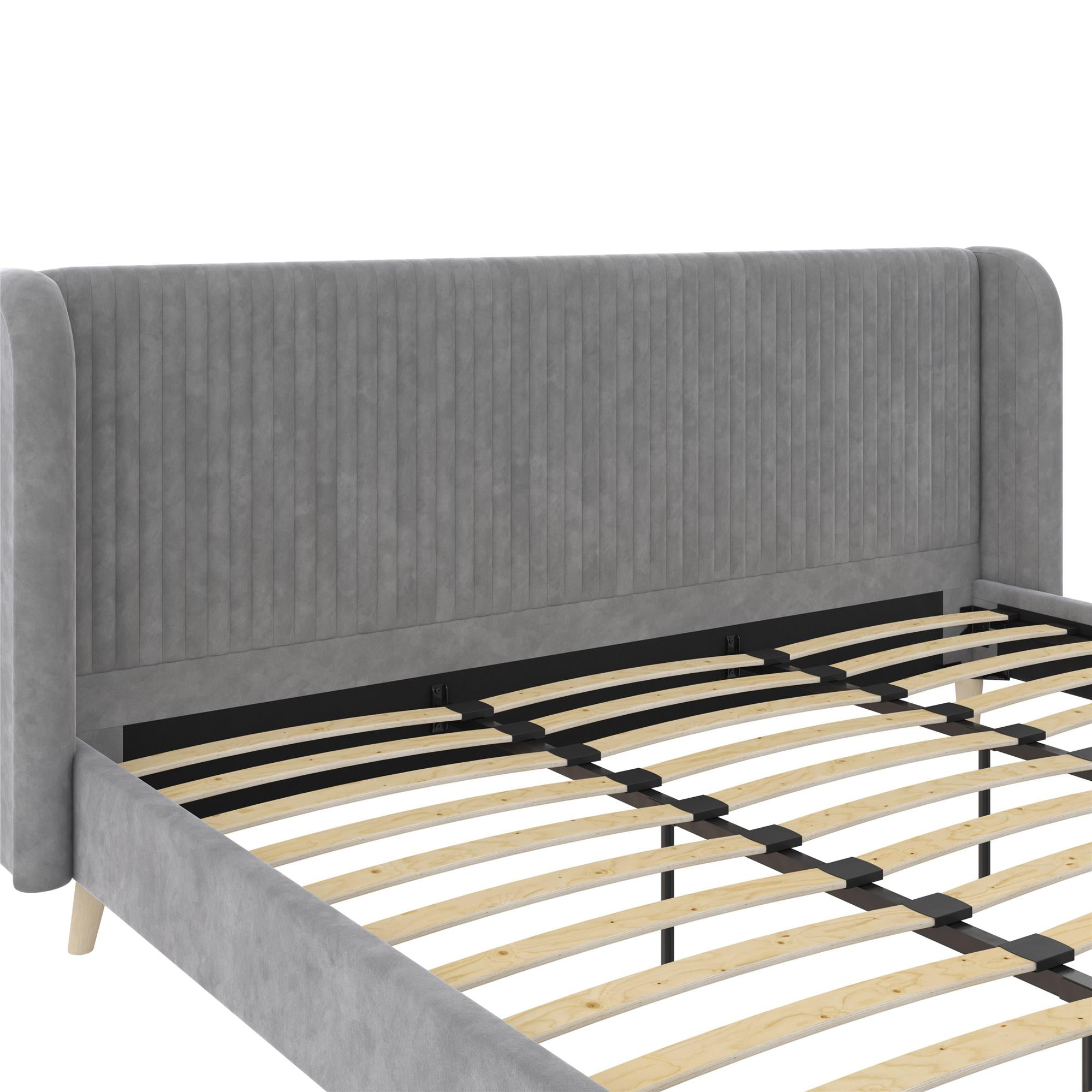 Novogratz Holly Upholstered Wingback Bed - Light Gray - King