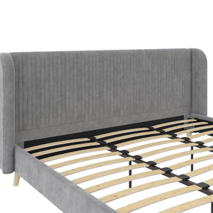 Novogratz Holly Upholstered Wingback Bed - Light Gray - King
