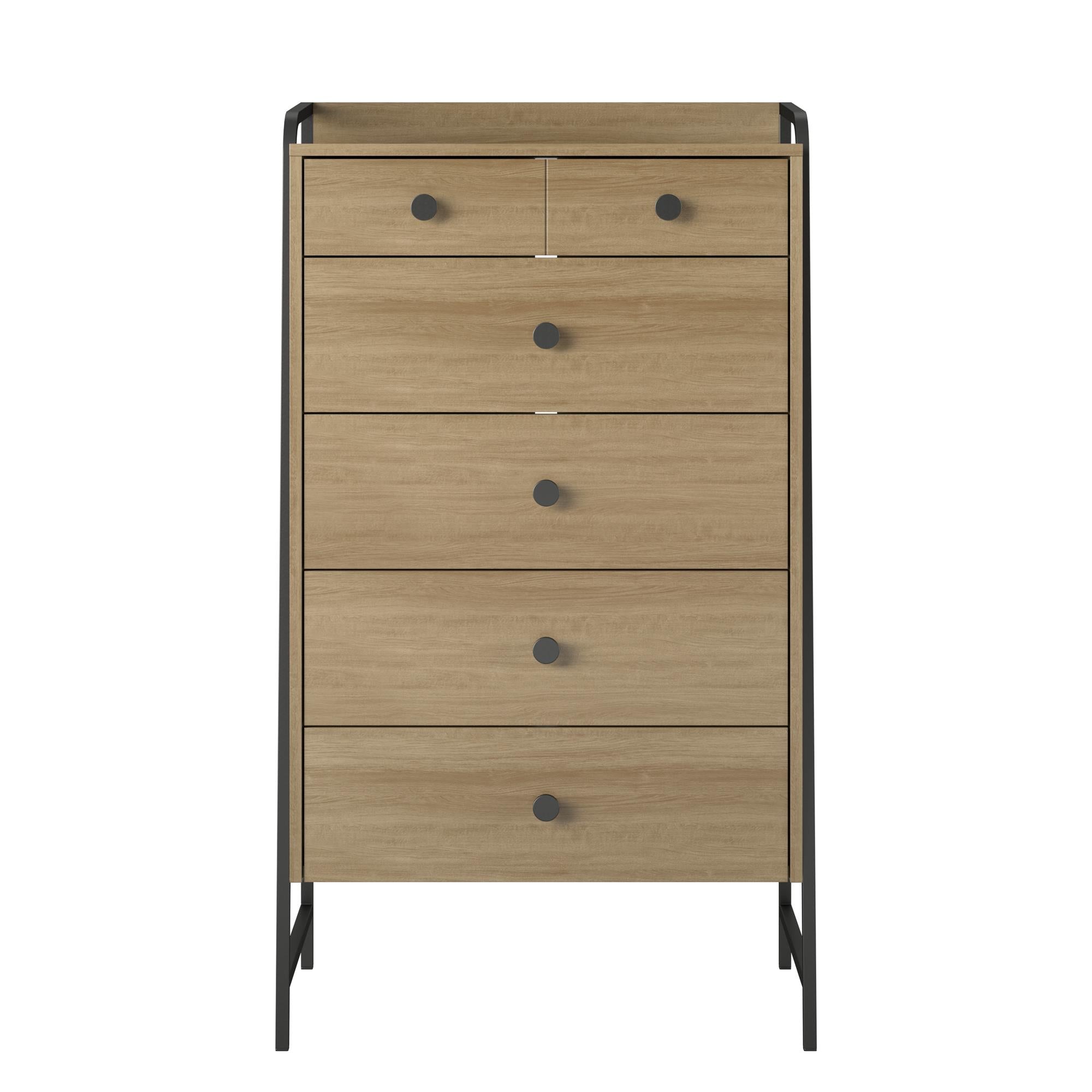 Novogratz Bushwick Tall 5 Drawer Dresser - Natural