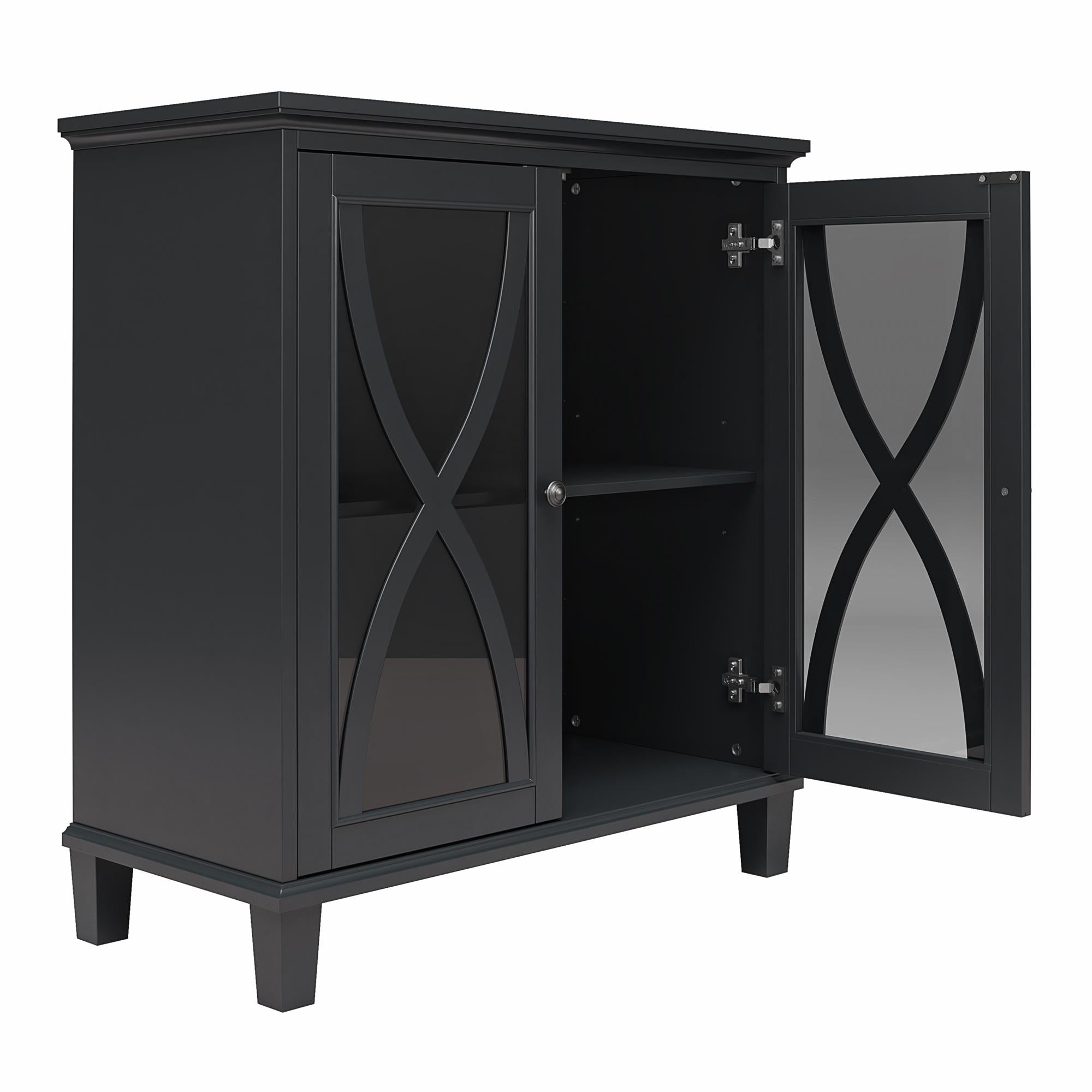 Ameriwood Home Celeste Accent Cabinet with Glass Doors - Black