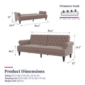 Novogratz Cassidy Upholstered Futon Sofa Bed - Blush