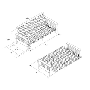 RealRooms Elbi Futon Frame with Wood Arms - Espresso - Full