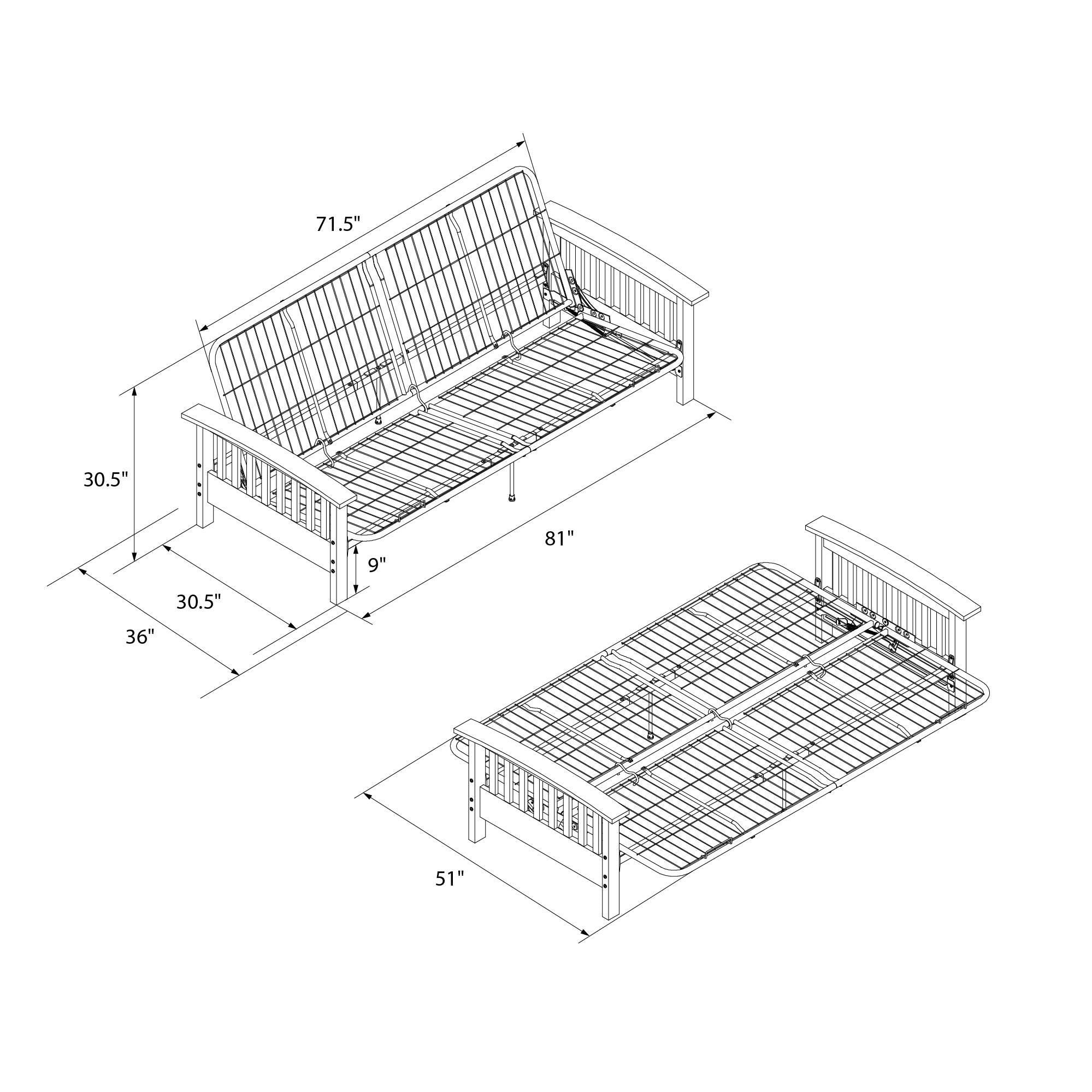 RealRooms Elbi Futon Frame with Wood Arms - Natural - Full
