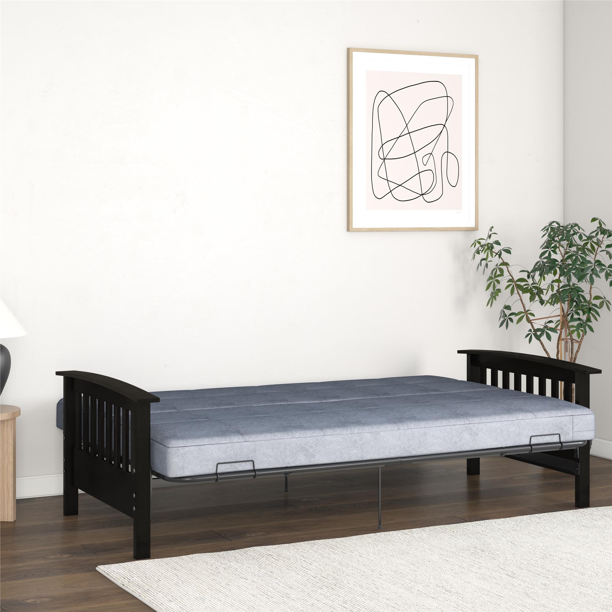 RealRooms Elbi Futon Frame with Wood Arms - Espresso - Full